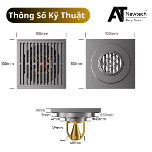 Ga thoát sàn từ tính KT 10x10 AT Newtech