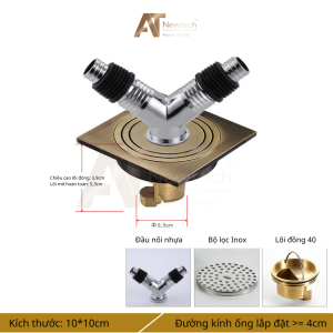 Ga thoát sàn máy giặt chữ Y màu đồng